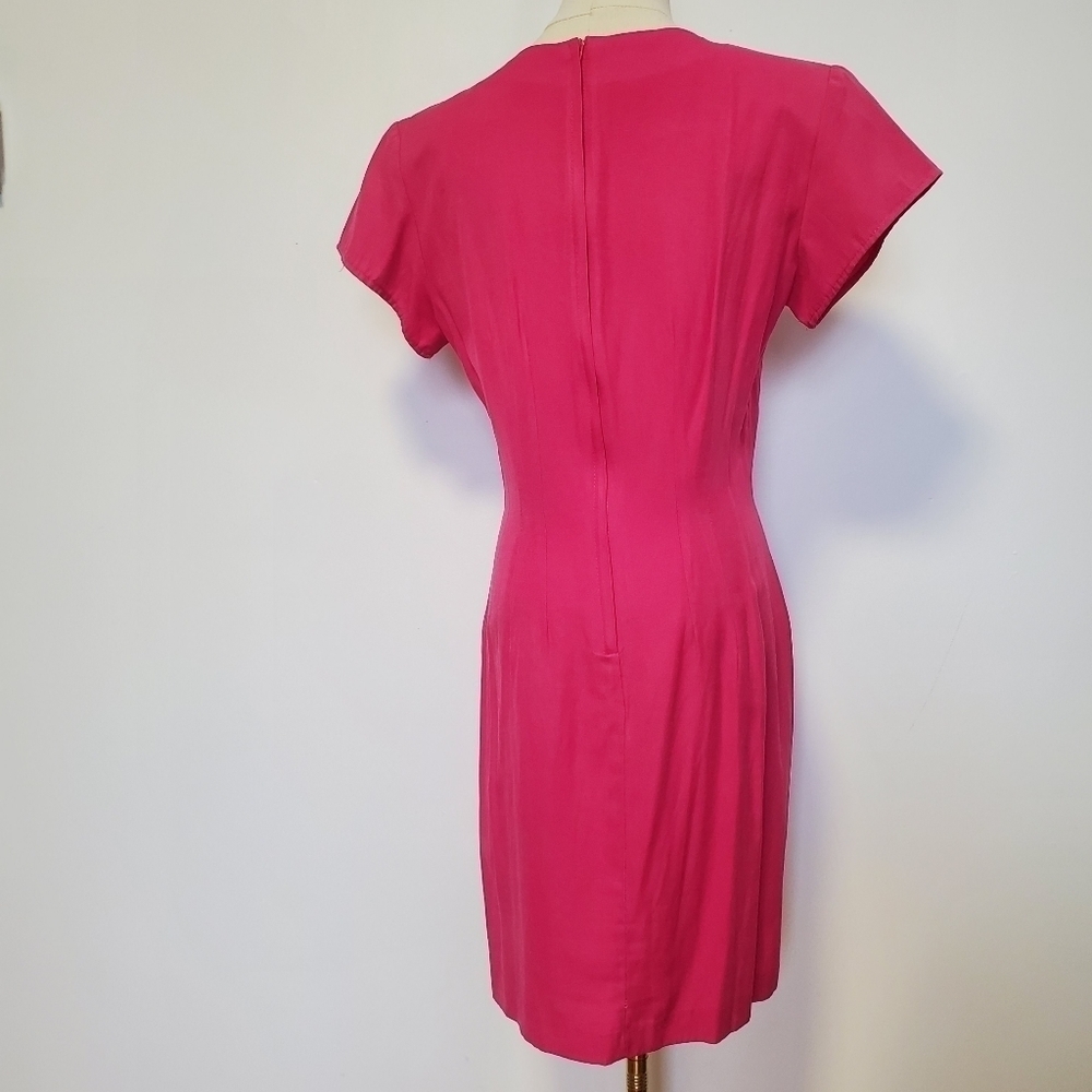 Vintage Chablis Pink Button Front Short Sleeve Dress - Picture 8 of 8